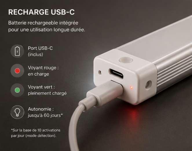 Lampe LED intelligente avec détecteur de mouvement – Rechargeable USB