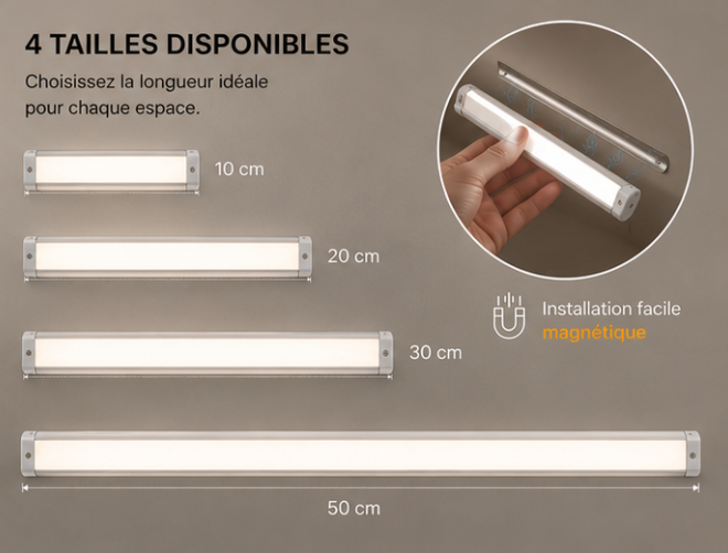 Lampe LED intelligente avec détecteur de mouvement – Rechargeable USB